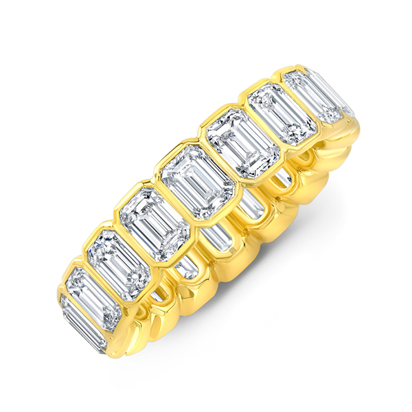 18K  Emerald Cut Bezel Set Diamond Eternity Band